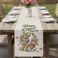 thumbnail image 5 of Happy Easter Cotton Linen Table Runner for Dining Kitchen, Cute Rabbits Flowers Eggs Butterflies Beige Wedding Outdoor Party Tablerunners, Dresser Scarf Coffee Tablecloth Runners 13x60 Inches, 5 of 8