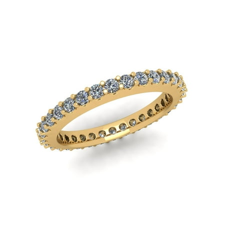 Cut Diamond Ring Band - Natural 1.0Ctw Round Cut Diamond Stackable Women's Anniversary Wedding Eternity Band Ring Solid 10k Yellow Gold G-H I1