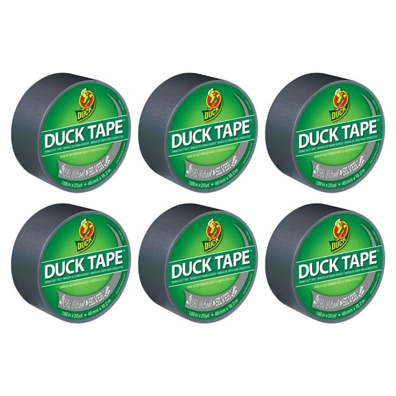 Color Duck Tape Brand Duct Tape - Old School Silver, 1.88 in. x 20 yd., 6 Pack