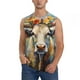 thumbnail image 1 of Fotbe Oil Painting Flower Cow Men's Camiseta sin Mangas Estampada para Hombres, Playera Casual para Gimnasio, Entrenamiento, Playa-Large, 1 of 7