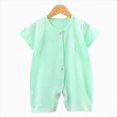 thumbnail image 2 of kpoplk Baby Short Sleeve Romper Unisex Newborn Cotton Jumpsuit Summer Lightweight Breathable Onesie for Infant Boy Girl Size 0-6 Months,Light Green, 2 of 4