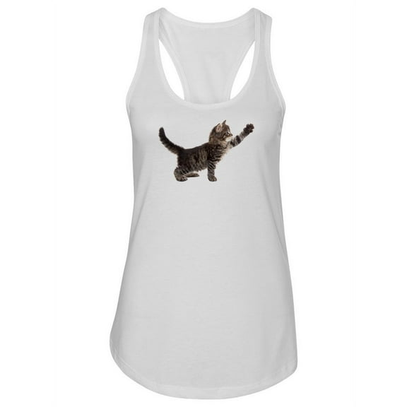 A Kitten Raising A Paw Tank Women -Image by Shutterstock, Female x-Large