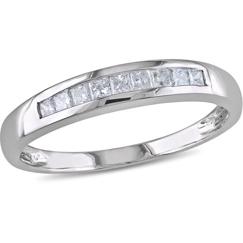 Miabella 1 4 Carat T W Princess Cut Diamond Semi Eternity Ring In 10kt White Gold Walmart Com Walmart Com