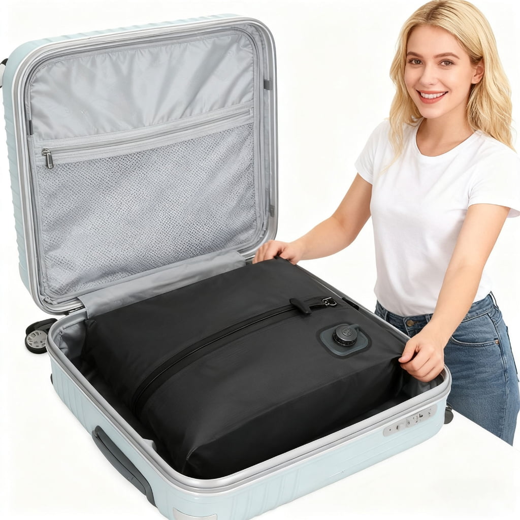 MOMOJIA Foldable Vacuum Compression Storage Bag No Pump One Touch Design For Travel Essential