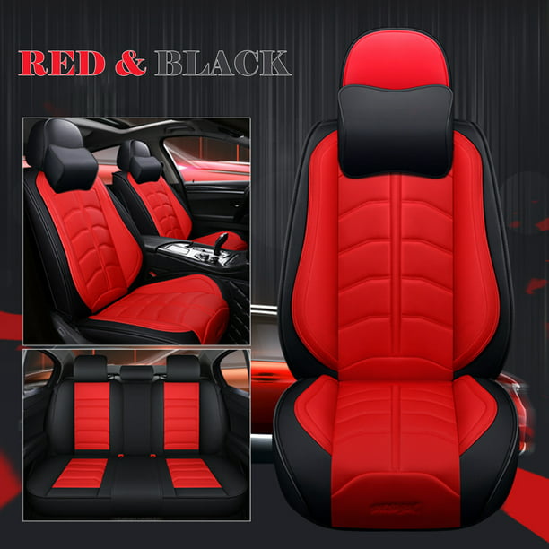 5 Seats Car Seat Cover Pu Leather Cushions Front Rear Covers Full Set With Headrest Universal Com - Car Seat Covers Full Sets