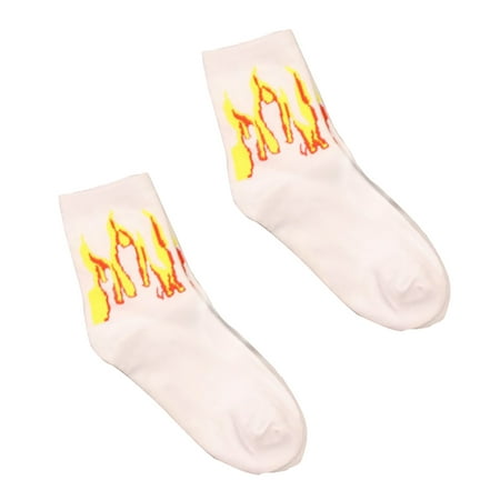 

AerDream Tube Socks Long Section Flame Print Cotton Winter Cute Funny Cotton Ladies Socks for Winter