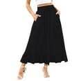 thumbnail image 3 of VBTAPA High Waist Tiered Skirts for Women A-Line Long Skirt Summer Flowy Maxi Skirts Boho Beach Dress Black L, 3 of 8