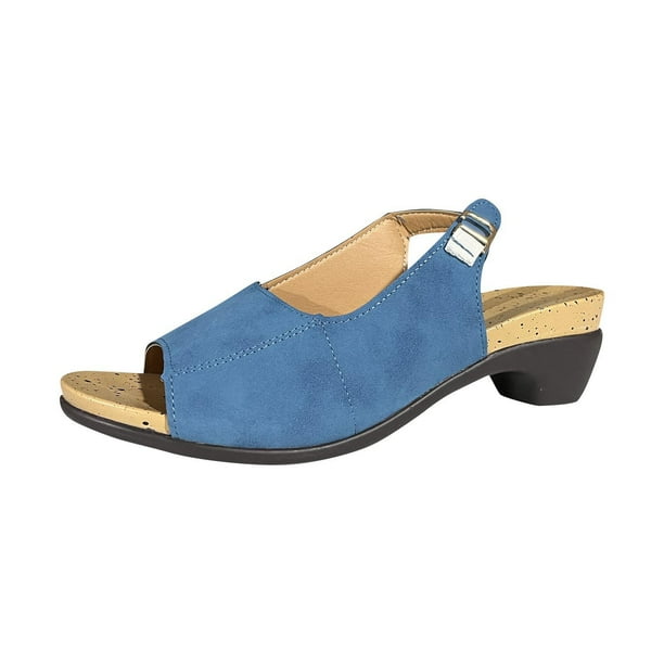 Women flocking pumps sandals casual comfort adjustable shop buckle shoes