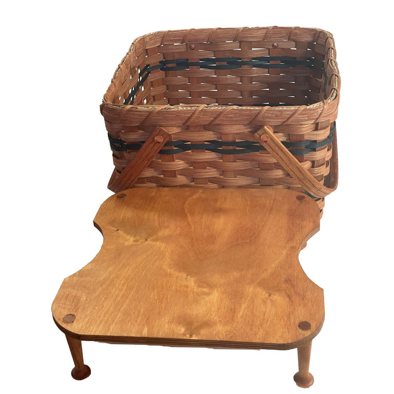 2-Tier Basket Storage, Large Amish Wicker Decorative OrganizerWine & Green