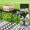 thumbnail image 6 of Outsunny Folding Grill Table, 4.5ft Portable Camping Table with 2 Wing Panels, Height Adjustable Metal Outdoor Table for Picnic, BBQ, Party, 6 of 9