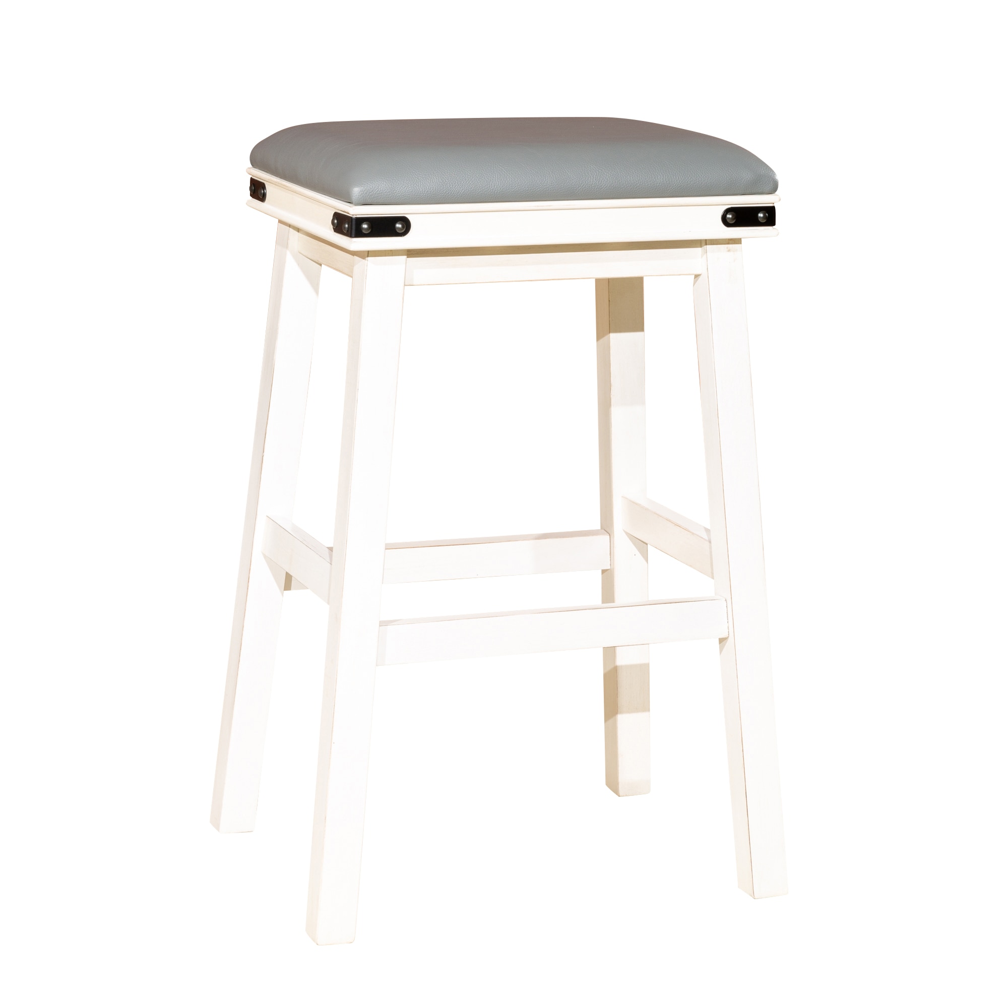 Dty Indoor Living Cortez Bonded Leather Stool 30 Bar Height Antique White Finish Gray Leather Seat Walmart Com Walmart Com