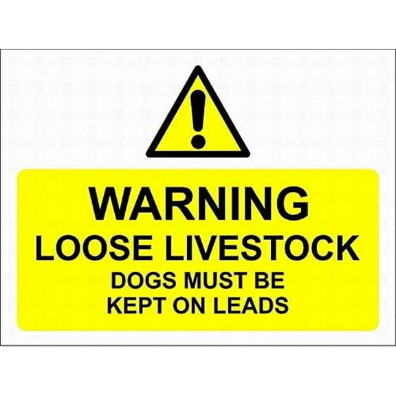 Warning Sign Warning Loose Livestock Dogs Must be Kept on Leads Sign Business Sign 12X8 Inches Metal Tin Sign