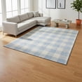 thumbnail image 2 of HomeRoots 673417 10 x 14 ft. Sky Blue & Ivory Plaid Washable Machine Made Rectangle Area Rug with UV Protection, 2 of 9