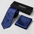 thumbnail image 4 of HISDERN Navy Blue Tie Paisley Ties for Men Neckties and Pocket Squares Set for Formal Party Wedding, 4 of 14