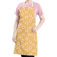 thumbnail image 5 of Yellow Daisy Flower Retro Pattern Apron-Garden Aprons for Women with Pockets-Cotton Linen Waterproof Kitchen Cooking Gardening Aprons Adjustable for Kitchen,Cooking,BBQ and Salon 33x27 Inch, 5 of 7