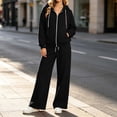 thumbnail image 7 of vdgthytj Womens Sweatsuits 2 Piece Set Full Zip Drawstring Hooded Jackets Wide Leg Pants Fall Winter Athleisure Tracksuits(Medium,Black), 7 of 7
