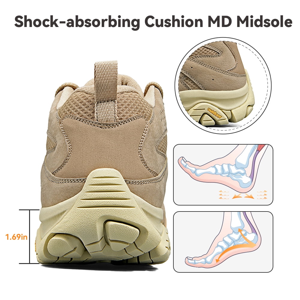 Gexuosn Hiking Shoes Lightweight Breathable Mesh Walking Sneakers Outdoor Hiking Boots, Khaki