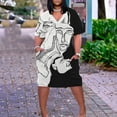 thumbnail image 1 of Robes pour Filles Grande Taille Robe pour Femmes Col en V Robes d'Été Décontractées avec Poches Manches Courtes en Solde, 1 of 5