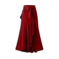 thumbnail image 3 of Faldas largas Falda larga casual para damas Una línea Asimétrica Color sólido Estilo sexy Traje diario Ygjytge Vino rojo T S para Mujer, 3 of 8