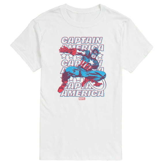 Marvel Captain America - 3D Comic Book Style - Men's Short Sleeve Graphic Tee