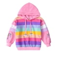 thumbnail image 2 of BULLPIANO Toddler Girls Casual Hoodies Sweatshirts Kids Rainbow Striped Hooded Jackets Pullover Tops 2-8Y, 2 of 8