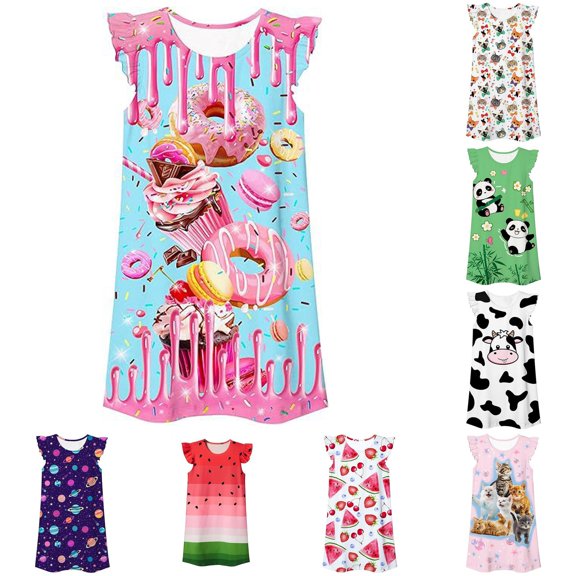 Big Girls Dress Sleeveless All Over Print Gentle Airy Lovely for Summer and Casual Beautiful Warm Unique Dress Set