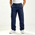 thumbnail image 5 of Cmfcve Mens Cargo Pants Button Zipper Fly Straight Leg Pants Casual Outdoor Hiking Work Trousers, 5 of 8