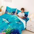 thumbnail image 3 of spefrowx Cartoon Underwater Swordfish Bed Sheets for Kids, Teal Coral Tropical Fish Full Size Sheets, 4pcs, 1 Flat Sheet, 1 Fitted Sheet and 2 Pillowcases, 3 of 5