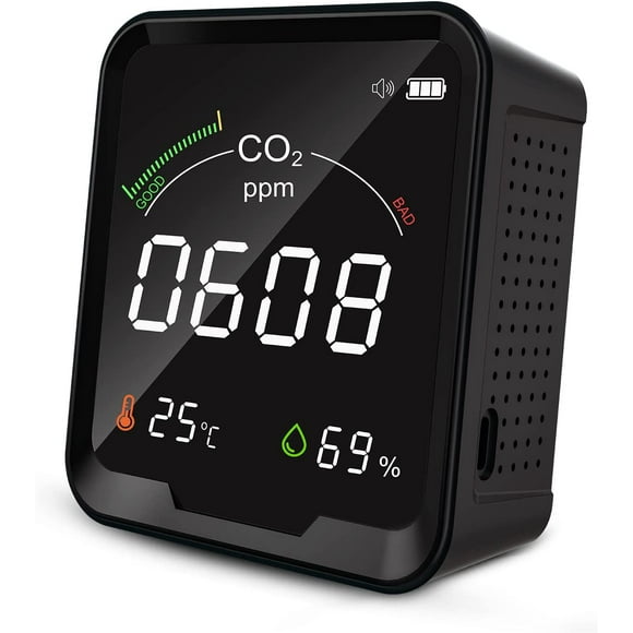 CO2 Monitor, CO2 Detector, Carbon Dioxide Sensor, Indoor Air Quality Monitor with Thermometer and Hygrometer