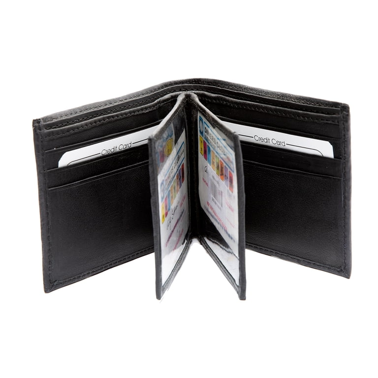 Men Genuine Leather Bifold Wallet with 12 Card Slots and Zipper Pocket main image 1