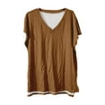 thumbnail image 5 of Brown Women's Short Sleeve T-shirt, Womens Summer Daily Casual V Neck Shirts Short Sleeve Tops Blouses Loose Fit Shirt,Women's Short sleeve T-shirt 3XL, 5 of 5