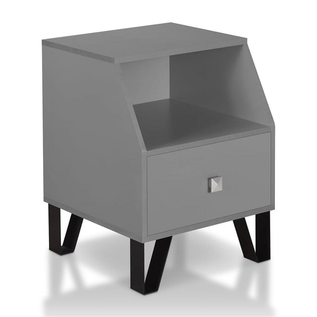 Furniture of America Jilah Modern Wood Storage End Table in Gray