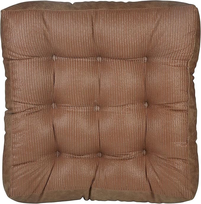 Klear Vu Gripper Non-Slip Floor Cushions for Adults, Extra Thick Square Meditation Pillow, Ideal for Yoga, Seating or Lounging, 21"x21", Faux Leather