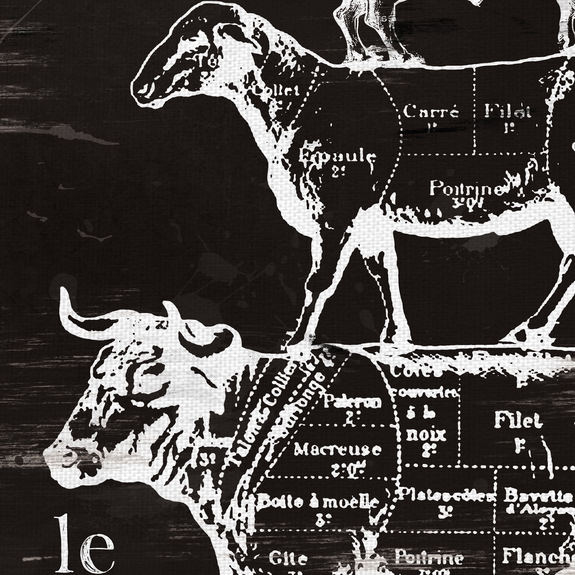 Masterpiece Art Gallery Butcher's Diagram Farm Animals By Carol Robinson Canvas Art Print 35" x 35"