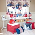 thumbnail image 6 of Kitchen Curtain Valances for Windows,Independence Day Blue Truck Flower Rod Pocket Small Valance USA Flag Star Stripe on Linen Short Window Treatment for Bedroom Bathroom Living Room,54"x18", 6 of 7