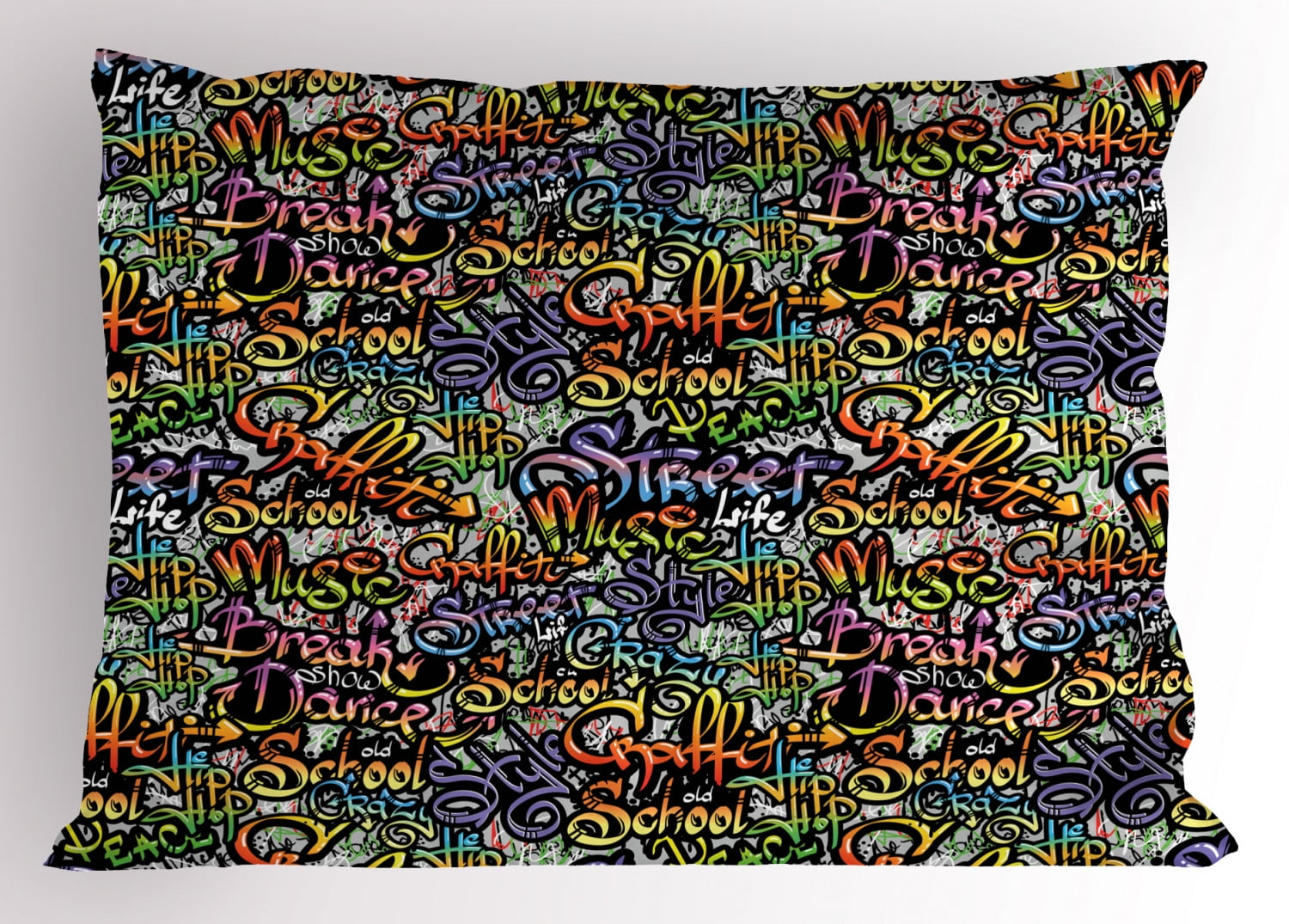 Hip Hop Pillow Sham Grafitti Spray Paint Style Background Ghetto Street