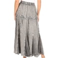 thumbnail image 2 of Sakkas Olivia Womens Maxi Bohemian Gypsy Long Skirt With Elastic Waist and Lace - Gray - Plus Size, 2 of 5