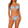 thumbnail image 1 of Conjuntos de bikini de 2 piezas de ribete INSPIRE CHIC para mujeres, traje de baño color azul claro X-Large, 1 of 5