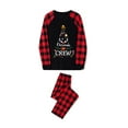 thumbnail image 4 of Elippeo Christmas Family Pajamas Matching Set Letter Print Long Sleeve Tops and Plaid Pants Sleepwear, 4 of 10