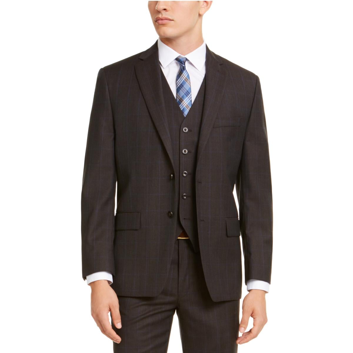 Edwards Garment Classic Three Button Pinstripe Suit Coat_NAVY_46 R 