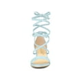 thumbnail image 6 of BLISSFUL STEP Women's Open Toe Lace up Sandals Mid Block Heels Sandals Sky Blue 7, 6 of 7