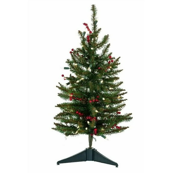 Kurt Adler 24" Pre-Lit Mixed Berries/Pinecone Tree, Green
