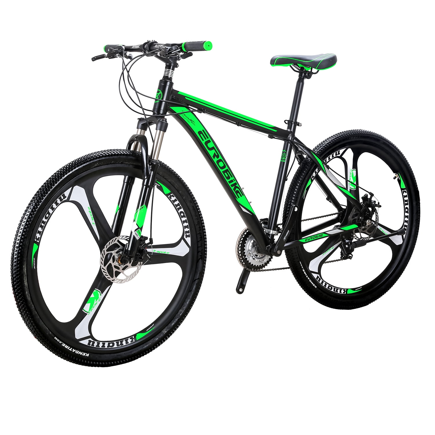 Mens Mountain Bike, Eurobike X9 Mountain Bike 29 inch, 19 inch Aluminum Bikes for Men 29er, Mens Bicycle 3-Spoke Green