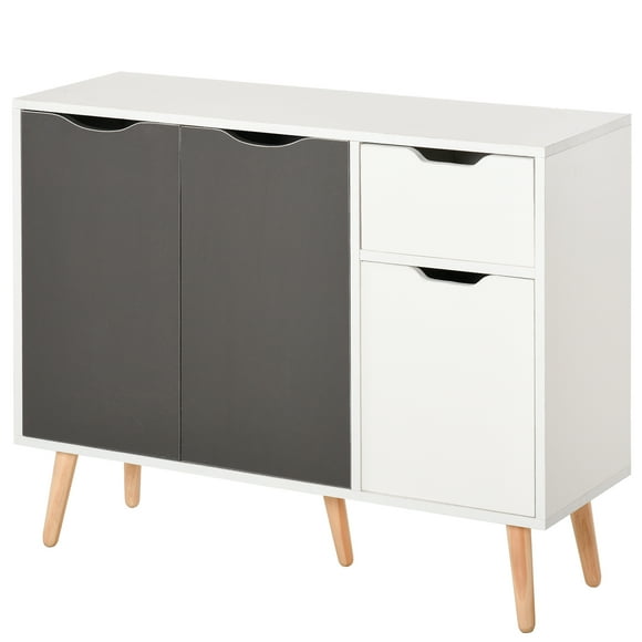 HOMCOM Sideboard Storage Cabinet with Drawer, White and Grey