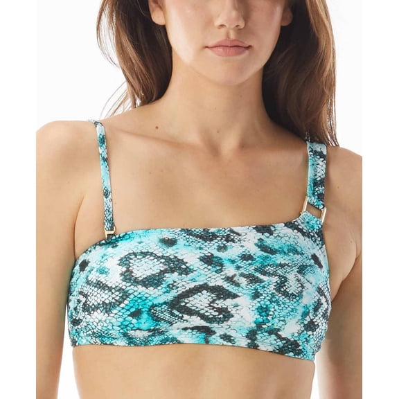Sundazed Women's Blue Snake-Print One Shoulder Bikini Top