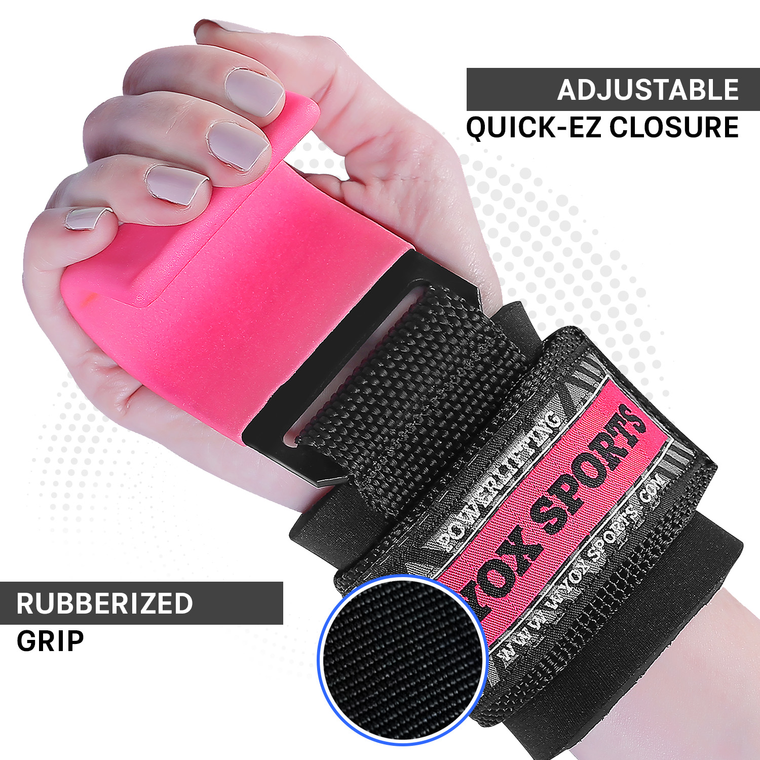 WYOX Weight Lifting Hooks Pink (Pair) – Fitness, Barbell, 7mm Padded Wrist Support, Lifting Grips for Powerlifting, Deadlifts, Shrugs, Rows & Pull-Ups – Gym Straps with Steel Hooks for Men & Women