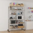 thumbnail image 2 of Removable and Adjustable Wire Shelving Unit with Wheels Heavy Duty Metal Storage Rack for Kitchen Garage Pantry Commercial Use Silver, 2 of 4