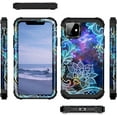 thumbnail image 5 of Meshine for iPhone 11 Case,Three Layer Heavy Duty Shockproof Protection Hard Plastic Bumper +Soft Silicone Rubber Protective Case for Apple iPhone 11 6.1 inch,Blue Mandala, 5 of 6