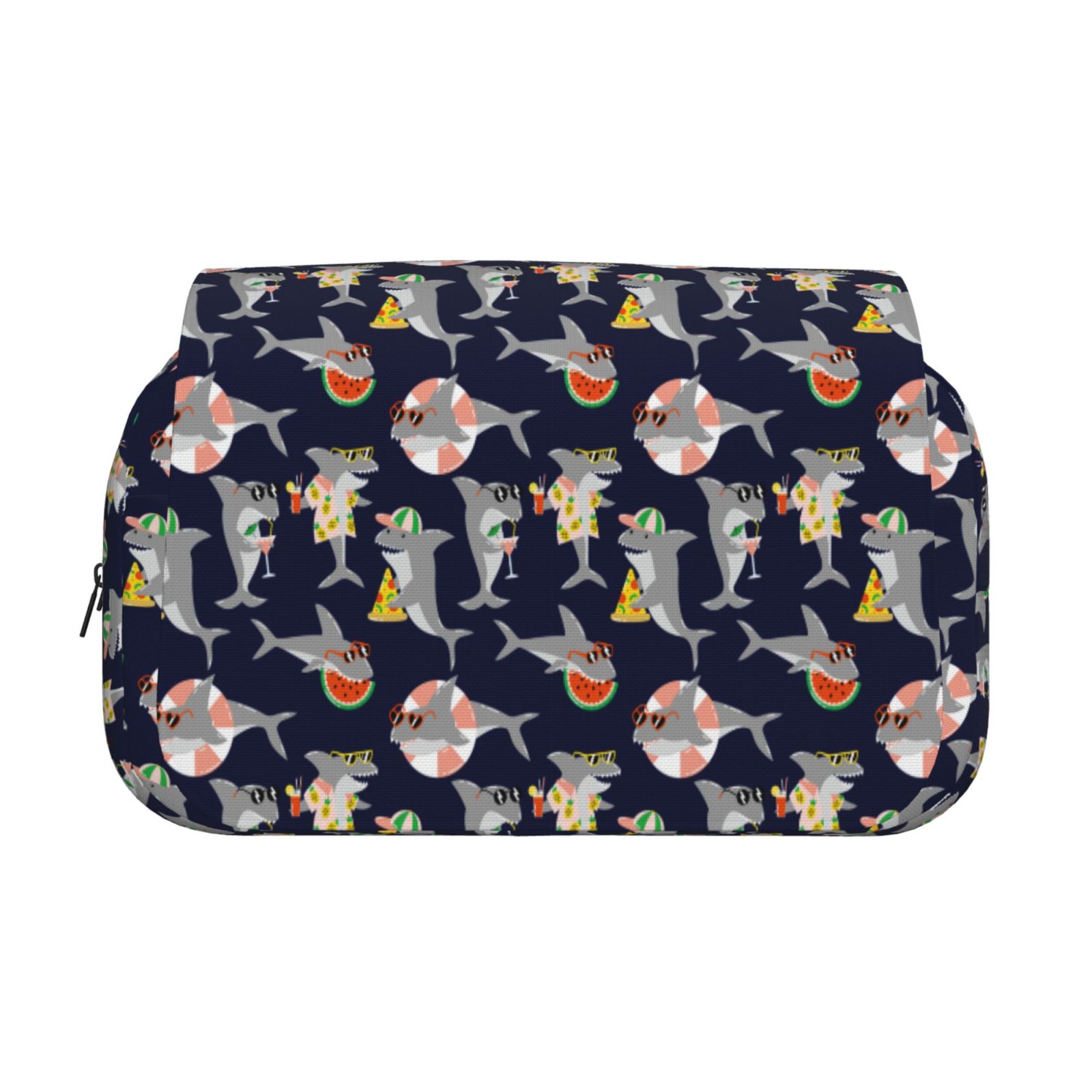 Rateoe Sharks In Sunglasses Pattern Double Clamshell Pen Case, Storage Organizer with Two Zipper Compartments– Holds Up to 50 Pencils & Pens