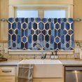 thumbnail image 2 of Yayeee Kitchen Curtains Tier Set of 2 Light Filtering 57"x24" Over Sink Window Panels, Blue Hexagon Pattern, 2 of 7